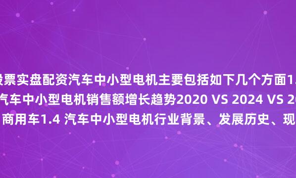股票实盘配资汽车中小型电机主要包括如下几个方面1.3.1 全球不同应用汽车中小型电机销售额增长趋势2020 VS 2024 VS 20311.3.2 乘用车1.3.3 商用车1.4 汽车中小型电机行业背景、发展历史、现状及趋势1.4.1 汽车中小型电机行业目前现状分析1.4.2 汽车中小型电机发展趋势2 全球汽车中小型电机总体规模分析2.1 全球汽车中小型电机供需现状及预测（2020-2031）2